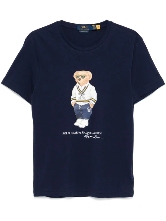 Camiseta Polo com estampa de urso