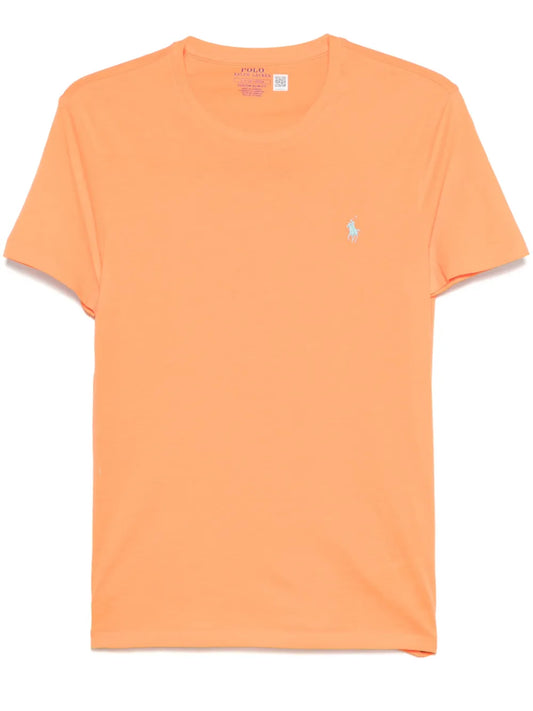 camiseta de algodão com gola redonda