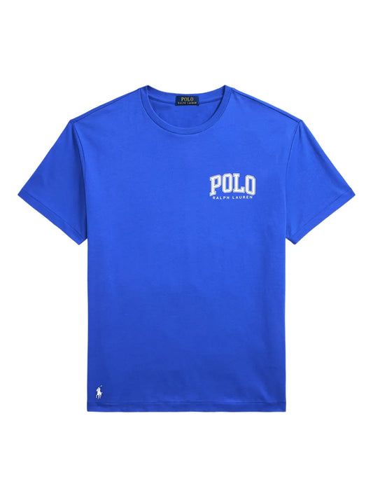 camiseta de malha com logotipo bordado