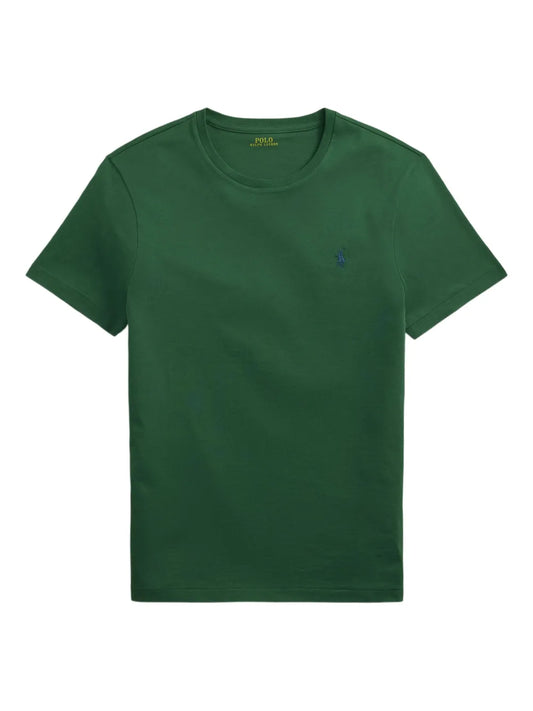 camiseta bordada com gola redonda